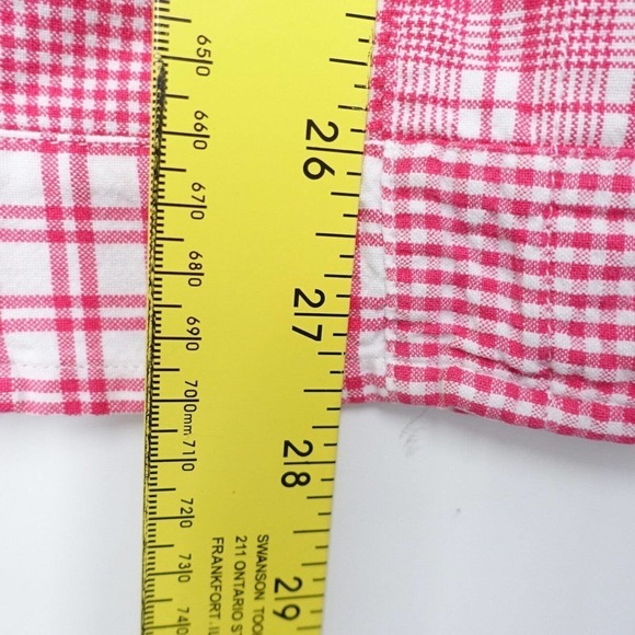 Liz Claiborne Women's XL Shirt Pink Plaid Short Sleeve Point Collared Button - Picture 4 of 4